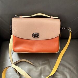 Coach Leather Crossbody Bag - Orange and Tan